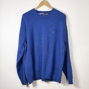 Vintage Tommy Hilfiger Mens Crewneck Sweater XXL Blue Classic Preppy Collegiate